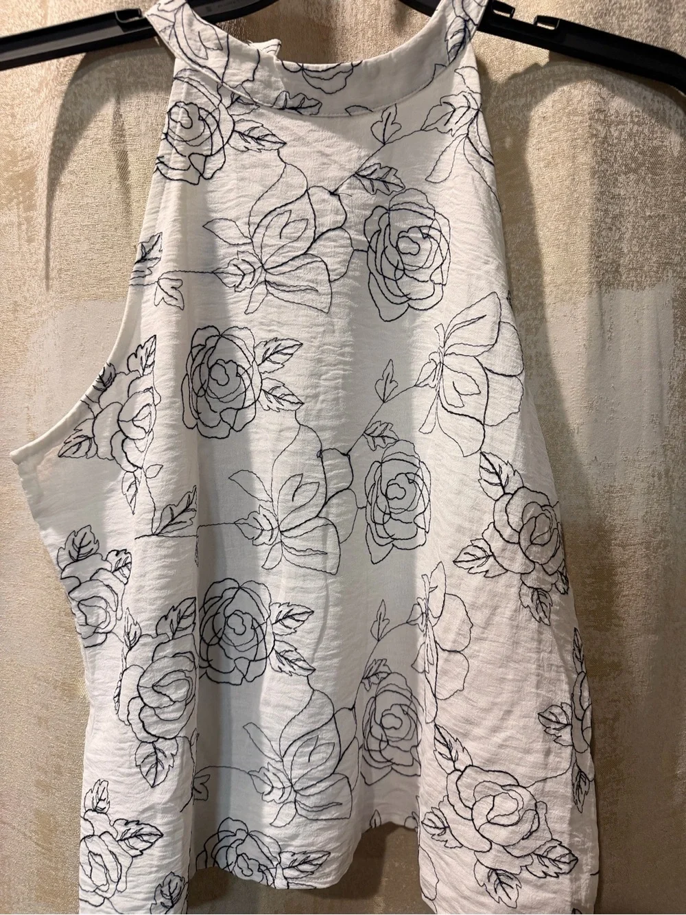 White Face Mask with Navy Floral Outline